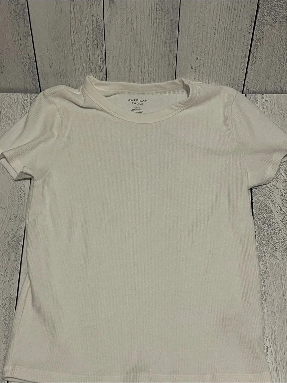 American Eagle Outfitters White Ribbed Short Sleeve Tee - Kids